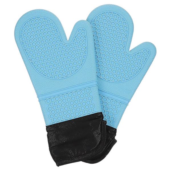 2 stk. Silikon Grydelapper Grillhandsker Mikrobølgeovnshandsker Børnehandsker Picnic Grillhandsker {Db} Blue 39X8X2CM