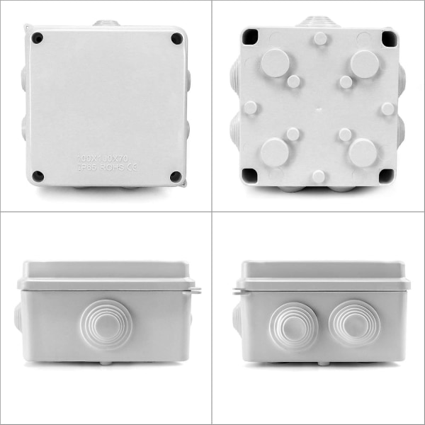Forgreningsboks, Ip65 i abs-plast, vandtæt udvendig, hvid, 100 X 100 X 70 mm