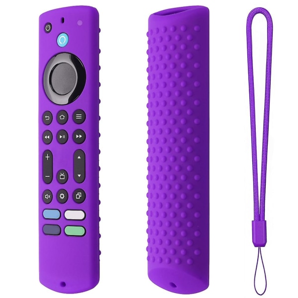 Silikoneetui til Fire Stick 4k 2023/fire 55\" 4serie 4k fjernbetjening beskyttende cover anti-slipping boks taske anti-snavs ærme [DB] Purple