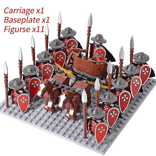 Middelalderlige riddere mini actionfigurer byggeklodser romersk vogn vogn soldat krigshest mursten legetøj til børn gave Db Set 39