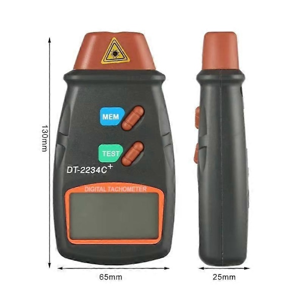 Digital Laser Tachometer Berøringsfri RPM Tach Omdrejningstæller Motor Hastighedsmåler Revolution Spin 2.5 til 999.9 RPM DT-2234C [db]
