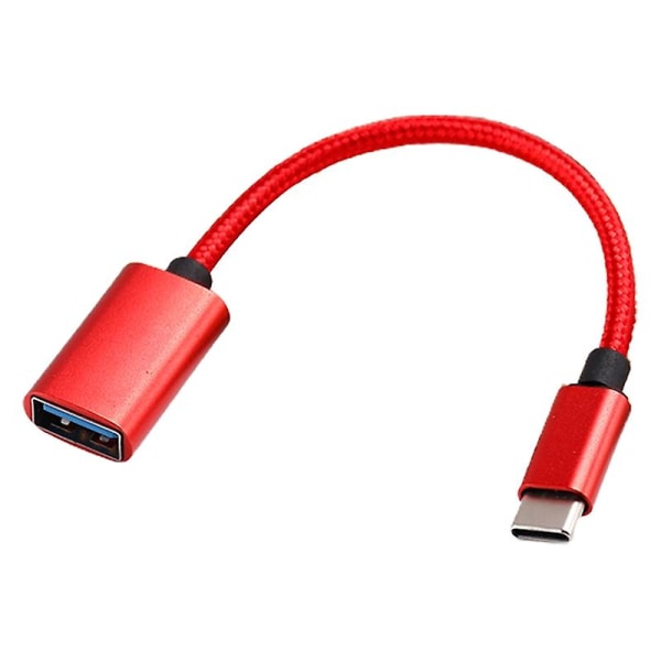 Nylon flettet Otg Adapter Usb Datakabel Mikro Adapter Kabel U Disk Adapter Kabel Jikaix Red