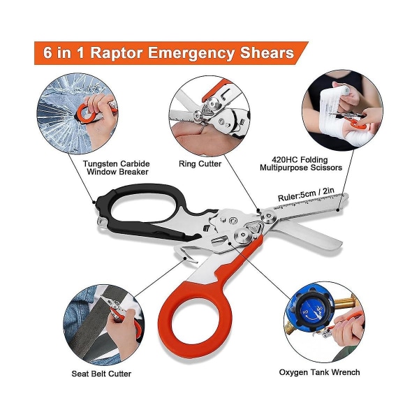 3pcs 6 In1 Multifunction Emergency Response Shears With Holster Foldable Emergency Response Shears