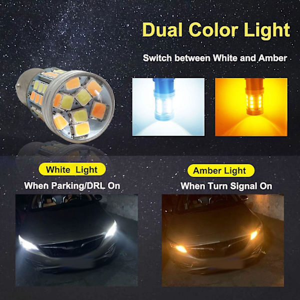 2 st LED-lampor 1157 Bay15d P21/5w 45smd Canbus Dubbel Bil Blinkerslampa +gul [DB]