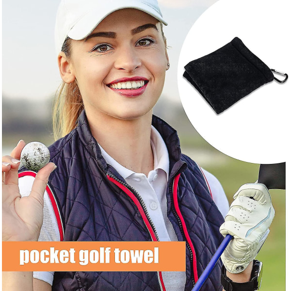 3 stykker golfballhåndkle 5,5 X 5,5 tommer svart golf vått og tørt golfhåndklelomme golfhåndkle med klips ballhåndkle golfballhåndkle til golfbanen