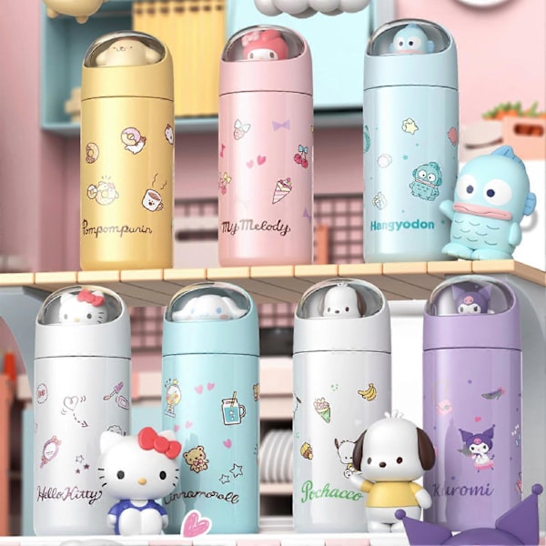 Søt Tegneserie Vannflaske Bærbar Vannflaske Reise Vakuumkolbe til Julegaver Forretningsgaver [DB] Hello Kitty