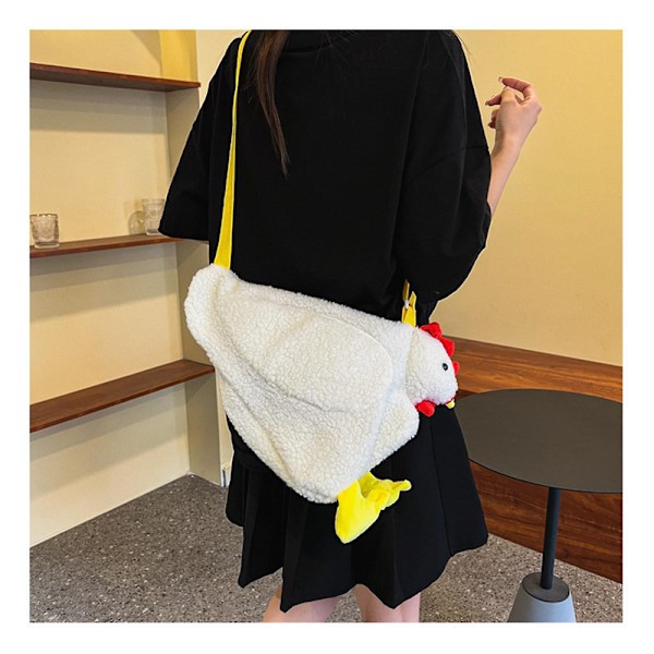 DB Söt kyckling plysch handväska axelväska söt tecknad kyckling plysch crossbody väska Apricot