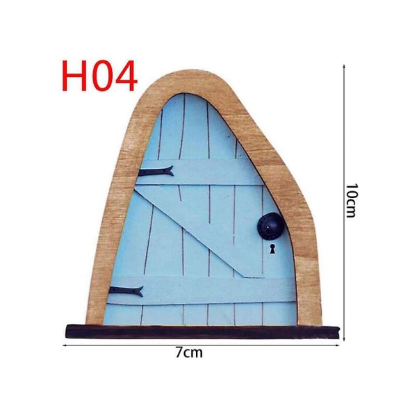 Hagedør til feer, miniatyr fe-tre ornament, hjemmedør, vindusskulptur, dekorasjon, trehagekunst, hageskulptur, 1 stk. (blå)