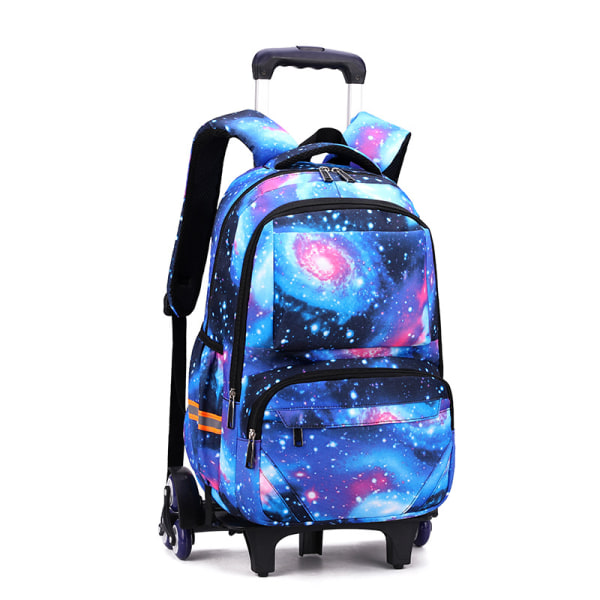 1 vagnväska, ryggsäck med ryggsäck med hjul (himmelsblå)
