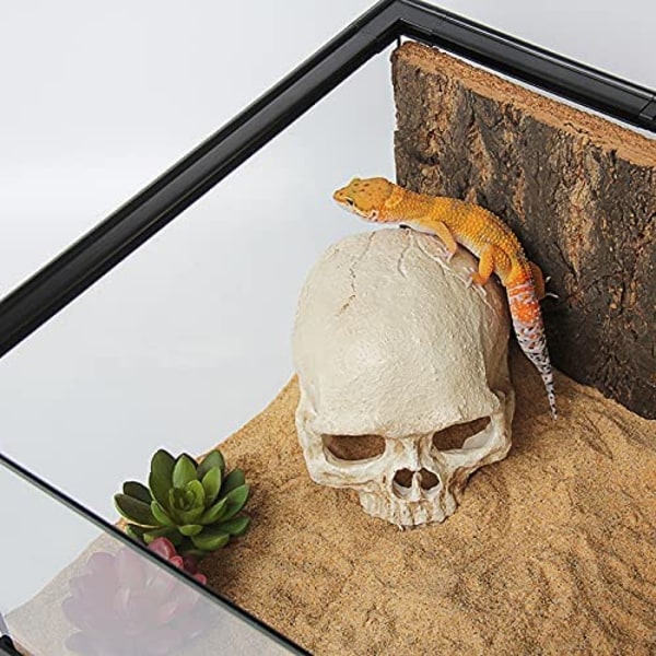 Harpiks Hodeskalle Akvarium Ornament for Reptile House Cave Skull Statue Halloween Fisk Tank Ornament