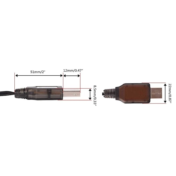 7.4v Sm4p Omvänd Laddare 4-polig Litiumbatteri Usb Omvänd Laddningskabel {Db} Black