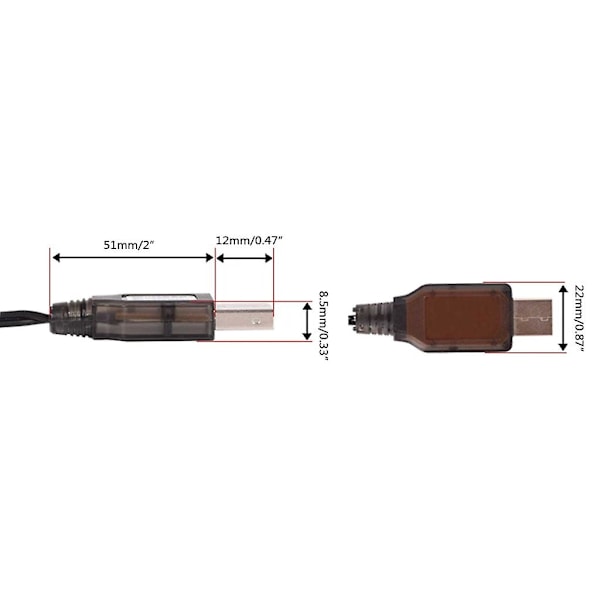 7.4v Sm4p Omvendt Oplader 4-polet Lithium Batteri Usb Omvendt Opladekabel [DB] Black