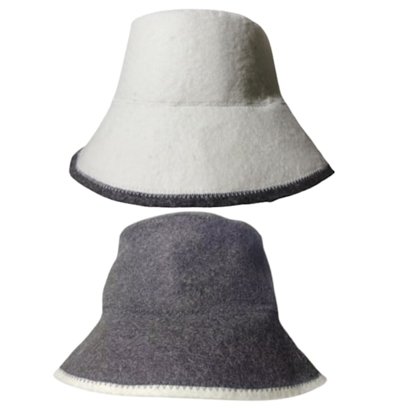 Saunahatt, Filt Russisk Saunahatt, Vannabsorberende Badehatt, Gjenbrukbar Fisker Saunahette, Banyahatt for Menn og Kvinner [DB] White and Grey