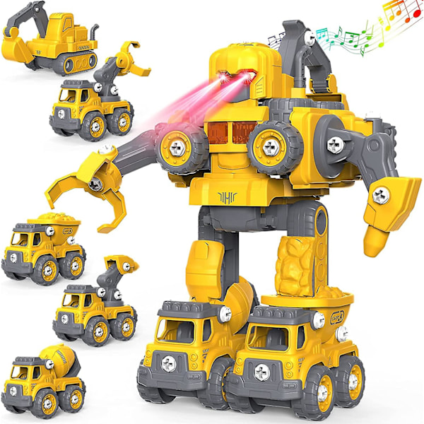 DIY 5-i-1 Kombinationsbyggfordon, Leksaker för 5-åringar, Utbildande Transformerbar Robot Jul- och Födelsedagspresenter för Barn db 5 in 1 Transformers Toys