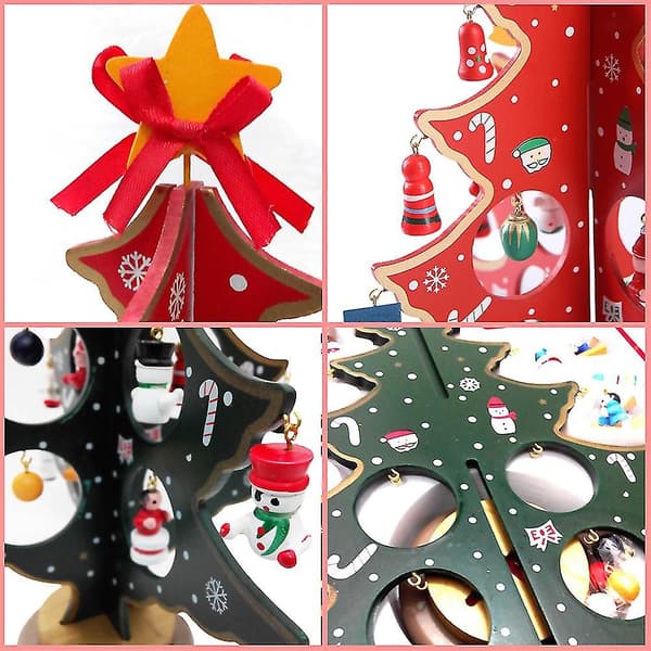 Miniatyr Julgransprydnader i Trä för DIY Skrivbordsdekoration Barnpresent[DB]