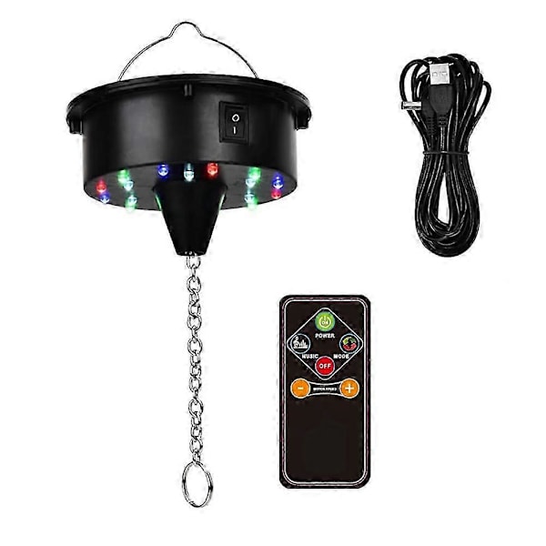 Roterende Discokule Motorlys med Fjernkontroll, 18 LED-lys for 12 16 20 24 tommers Speilkule Rotator (ikke inkludert kule) [DB]