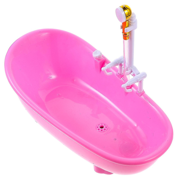 Elektrisk vattensprutad badkar simbassäng med spruta utan batteri för docka (rosa) Db Pink 22.3x11.5cm