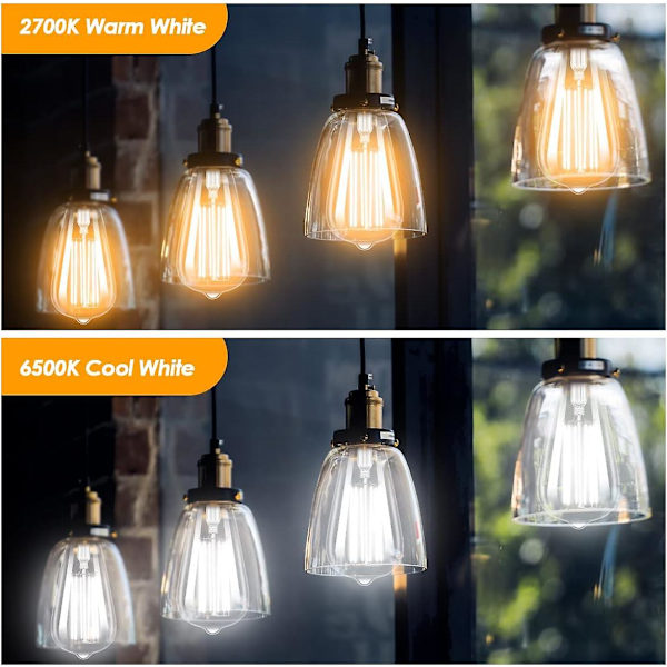 8w E27 St64 Led-lamppu, Vintage Edison -hehkulankamppu, 80w vastaa, 2700k lämmin valkoinen, 800lm, Retro-koristelamppu, Ei himmennettävä, 3 kpl