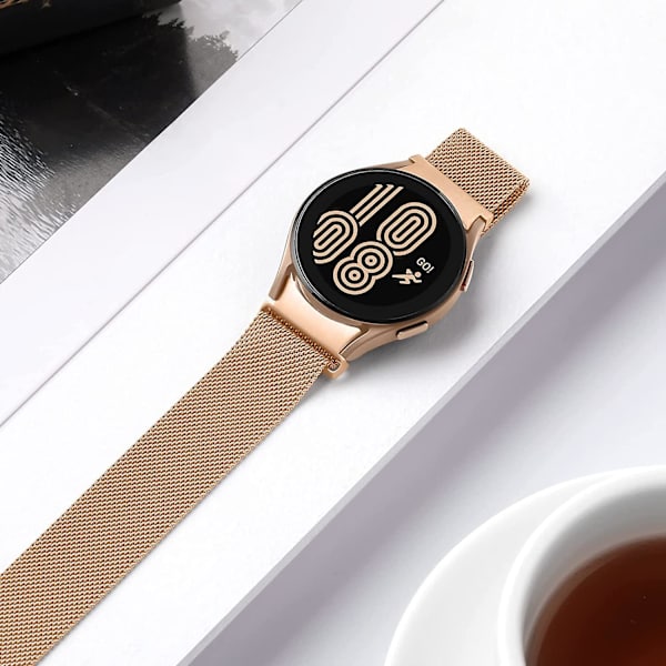 Metallrem kompatibel med Samsung Galaxy Watch 4 (40/44mm)/watch 4 Classic (42/46mm)/watch 5 (40/44mm)/watch 5 Pro (45mm), 20mm rostfritt stål Mag