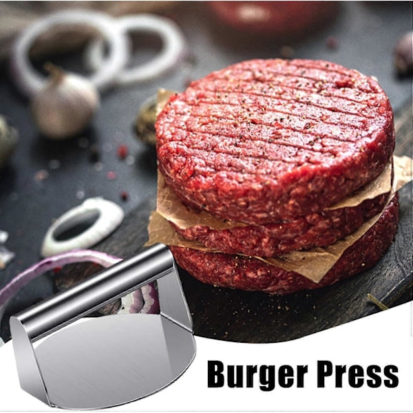 Burgerpresse i rustfritt stål - Hamburgerpresse, Smash Burger Presse, Baconpresse, Smash Burger Kit, Burgerpresse støpt [DB]