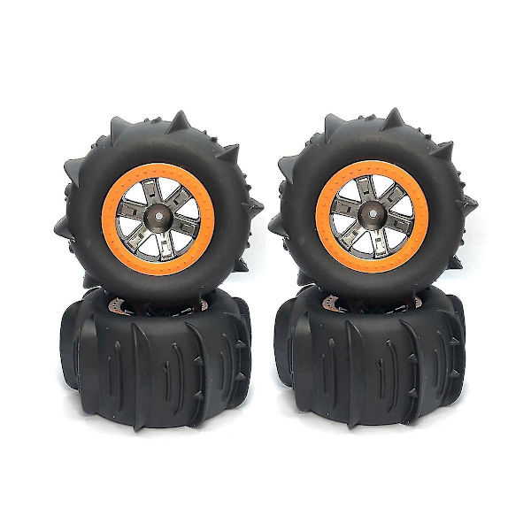 4 stk 110mm Padle Dekk Snø Sand Dekk Hjul For Xinlehong 9125 9116 9155 144001 124019 104009 Rc C [DB] BlackOrange