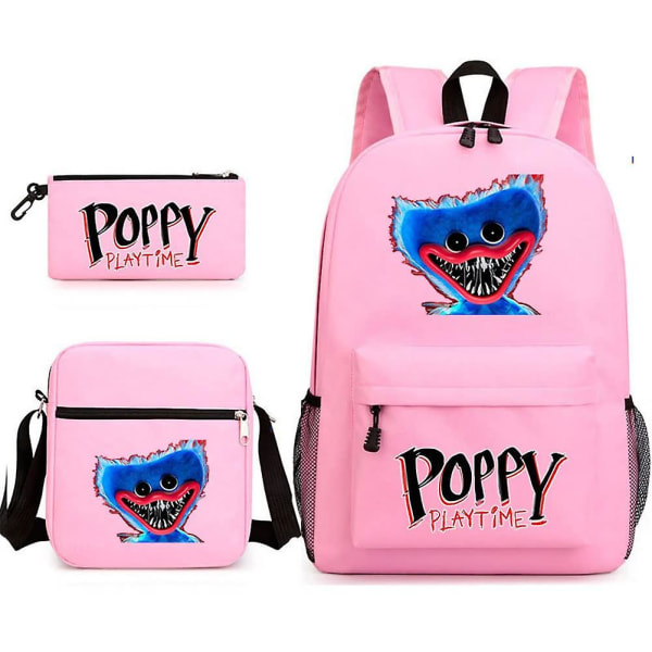 3 stk Sett Anime Game 3d Poppy Playtime Monster Ryggsekker Messenger Bag Blyantveske Lerret Skoleveske For Student Barn DB Only Backpack Type 5