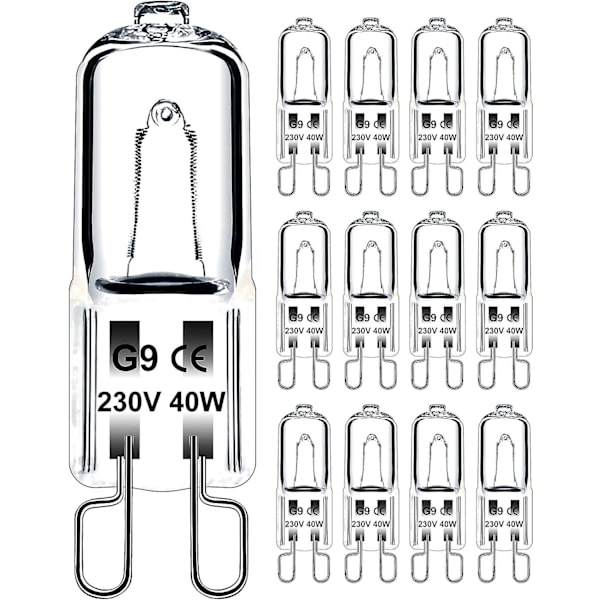 G9-lamppu 40w 230v Himmennettävä Lämmin Valkoinen, G9 Halogeeni Lamppu 300c Toleranssi, G9 Uuni Lamppu Mikroaaltouunille Keittiön Kattovalaisimille, Pakkaus 12 kpl