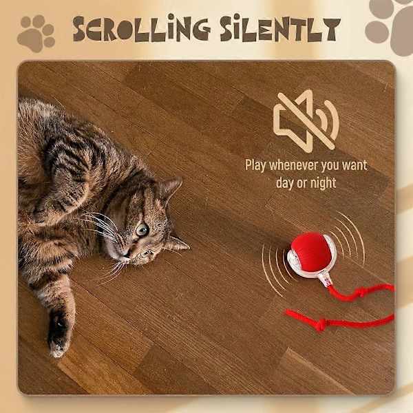 Interaktiv Rullande Hundboll Smart Automatisk Självrullande Bollleksak Elektriska Hundbollar för Hund/Katt [DB] Red