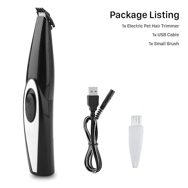 Fodskraber til katte og hunde, barbering af ørehår, fodhårsklipper, USB-interface, kæledyrshårsklipper, sort