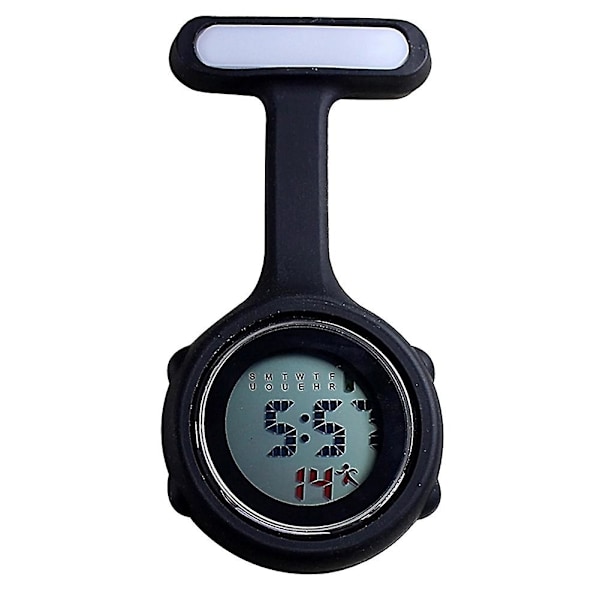1 stk. Digital Display Ur-Klips Fob Sygeplejerske Brosche Nål Hæng Lomme Elektrisk Ur {DB} Black