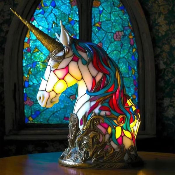 Enhjørning Bordlampe Dekoration Enhjørning børneværelseslampe Dyre Ornament Lys Dekorativ skrivebordslampe [DB] Unicorn Table Lamp