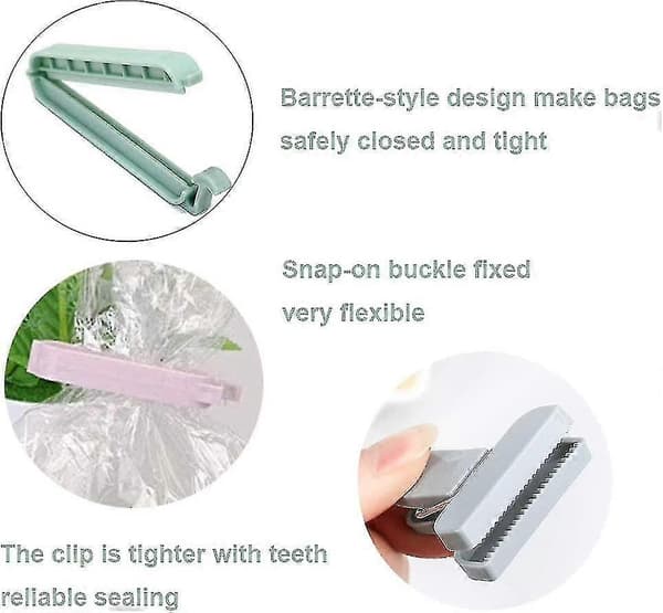 24 Styk Poseclips Forseglingsclips Plastikposer Poseclips Forseglingsclips Plastik Forseglingsclips Forsegl Cl db