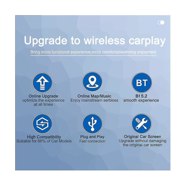 Bil kablet til trådløs Carplay-adapter, bilstereo med USB Plug and Play Smart Link-telefon automatisk [dB}