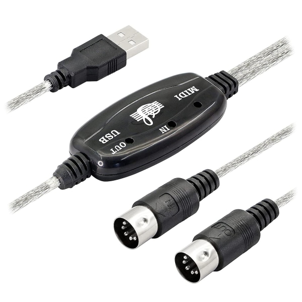 Usb Midi-kabeladapter, Usb Typ A Hane till Midi Din 5-stifts In-out-kabelgränssnitt med LED-indikator [DB] As shown