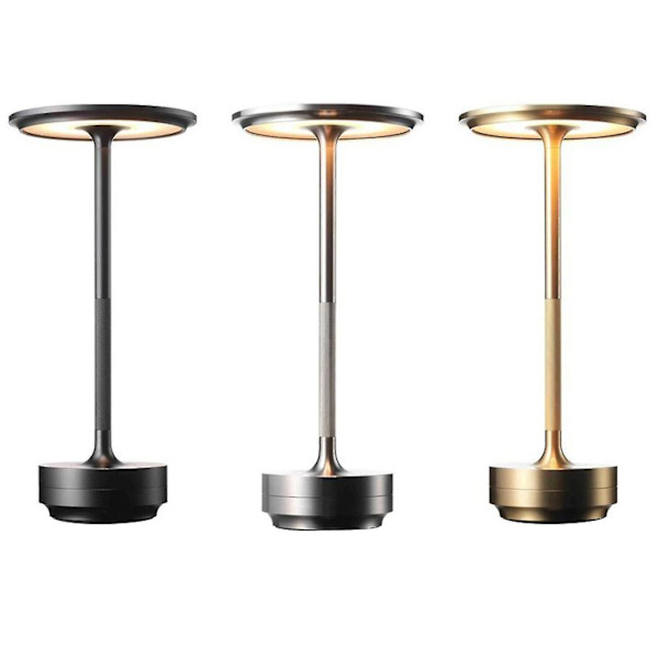Trådløs bordlampe dimbar vanntett metall USB oppladbar bordlampe [DB] black