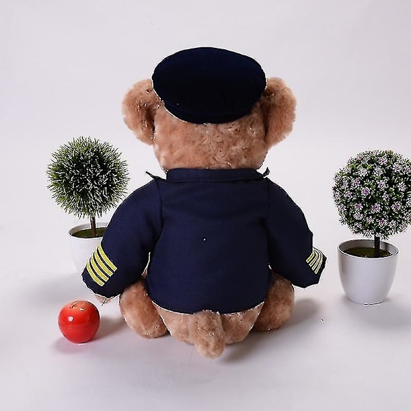 22-40cm Söpö Pilotti Nallepehmolelu Korkealaatuinen Kapteeni Karhu Pehmolelut Kawaii Vauvan Pehmeä Stu db B 30CM