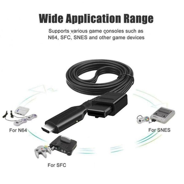 Hd1080p N64 Till Hdmi-kompatibel omvandlare Hd Link-kabel för N64 Snes . [DB]