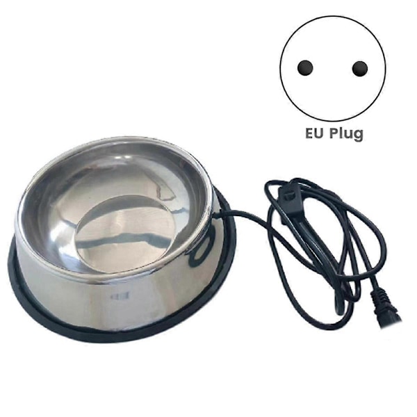 Husdjurstillbehör Termisk Skål, Rostfritt Stål Utomhus Uppvärmd Vatten Skål för Hund, Kyckling, Etc. EU-kontakt {DB} As Shown