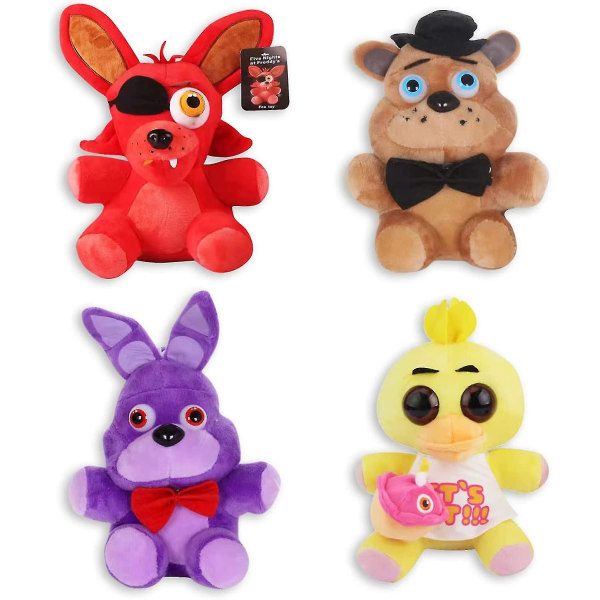 Fnaf Plushies Five Nights At Freddys Plushies 4 Pcsfoxy Freddy Fazbear Bonnie Chica Gifts For Five Nights Game Fans & Kids Gifts 7in/20cm [DB]