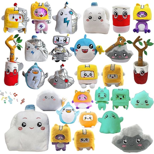 Lankybox Musikalisk Mjölkdocka Haj Träd Hink Ingen Musik Leksaker Glow In The Dark Ghosty Plysch Baby Boxy/foxy Robot Plyschdockor [DB] 17cmx20cm no music