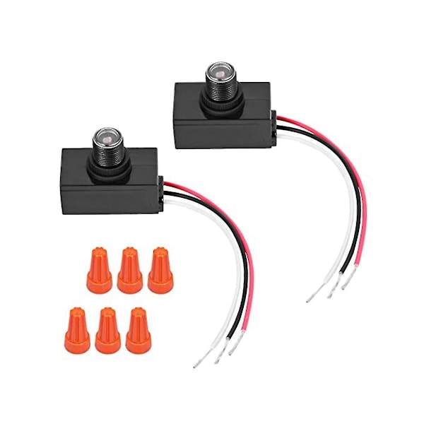 Skumring til daggry sensor 2 pakker, fotocelle lyssensor til udendørsbelysning, 120-277v fotoelektrisk Sw [DB] black