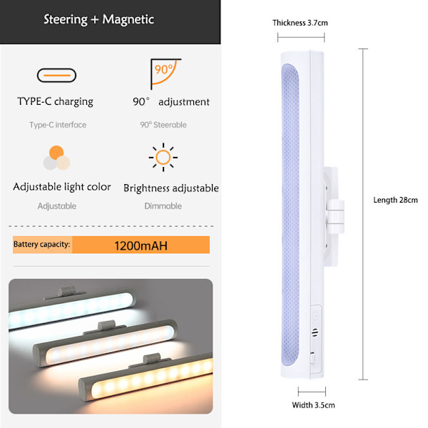 2 st. Garderobsbelysning - 20 LED Laddningsbara LED-lampor för inomhusgarderober, trådlösa, magnetiska, dimbara LED-lampor med konstant ljus, LED-lampa 3000k[DB]