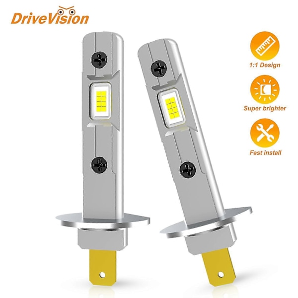 2 st LED-lampa H1 LED-strålkastare Mini Storlek Design Trådlös Fläktlös För Bil LED-lampa CSP-chip 13000LM Vit [Db] 4300K Warm White H1(24V)