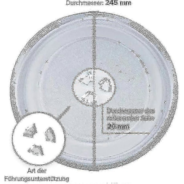 24,5 cm universaali mikroaaltouunin pyörivä lasilevy 3 kiinnikkeellä - ZZY [DB]
