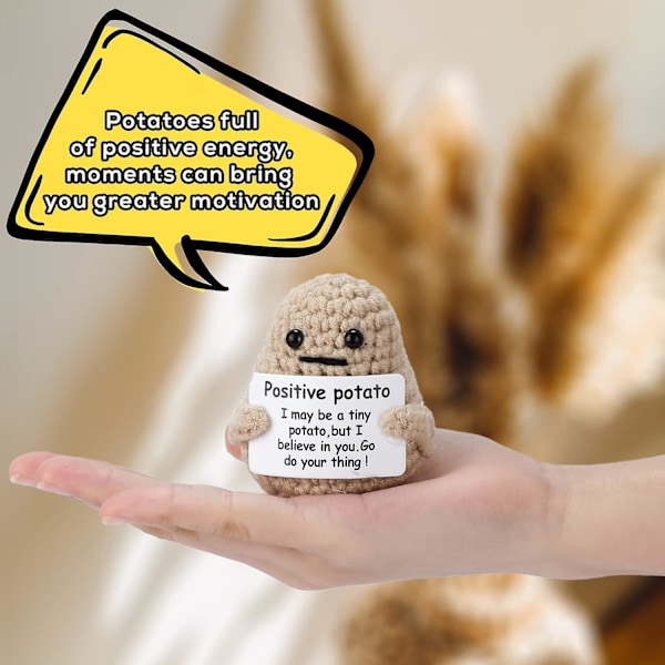 Mini Rolig Positiv Potatis, 3 tum Stickad Potatis Leksak med Positivt Kort Kreativ Söta Ull Inspirerande Potatisvirkad Docka Pigga Upp {DB}