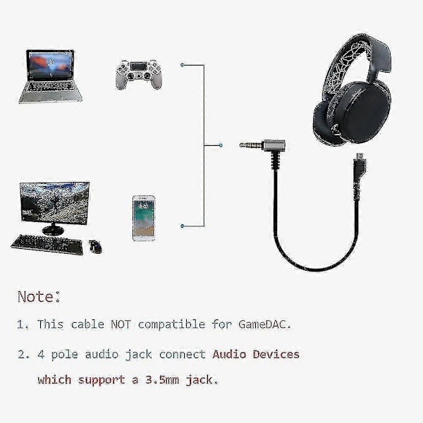 Fleksibel Stereo Gaming Headset Kabel For Steelseries Arctis 3/5/7 Prowanan [db]