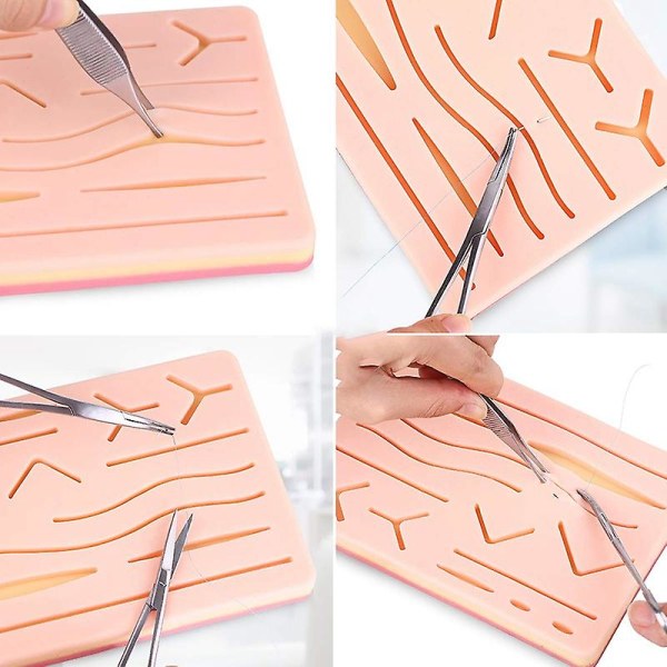 Komplett suturkit för studenter, inklusive silikonsuturdyna och suturverktygsövningssuturkit [XC] Photo Color