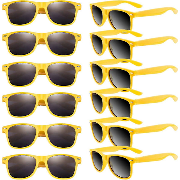 12 Pak Solbriller Neon Farver Solbriller Fest Favorer Goody Bag Fyld Bulk til Fødselsdagsfest Strand Pool Party, 12 Farver{ DB} Yellow