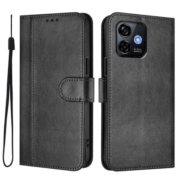 Linjeskarvspänne Retro Läder Telefonfodral [DB] Black For Ulefone Note 16 Pro