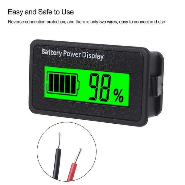 12V 24V 48V Batterikapasitetsmonitor Universal LCD Batterivoltmeter Display db Green